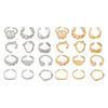 1 Set Stackable Rings Set V-Shaped Geometric Finger Rings Flower Engraved