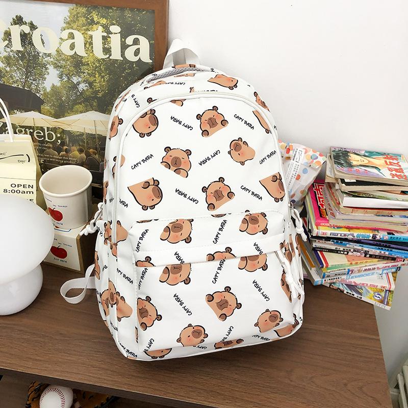 School bag cute capybara junior high school school bag girls large capacity printed backpack high value casual backpack