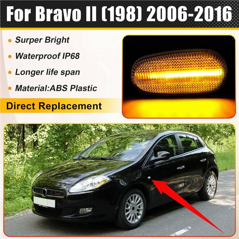 For Fiat Bravo II MK2 198 2006-2016 LED Turn Signal Lamp Dynamic Indicator Side Marker Light