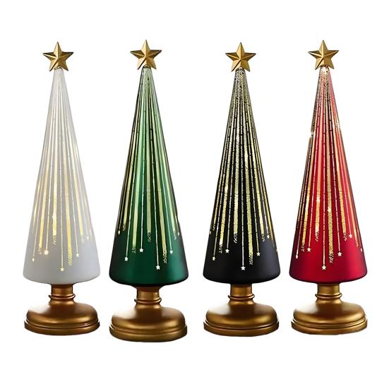 1/3Pcs Christmas Tree Decor with LED Light Built-in Timer Gradient Xmas Tree Sculptures Festive Home Decor