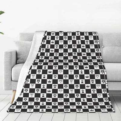 Kingdom Checkmate Flanell-Überwurfdecke, Schachbrett-Decken für Bett, Schlafzimmer, warme Schlafzimmerdecke