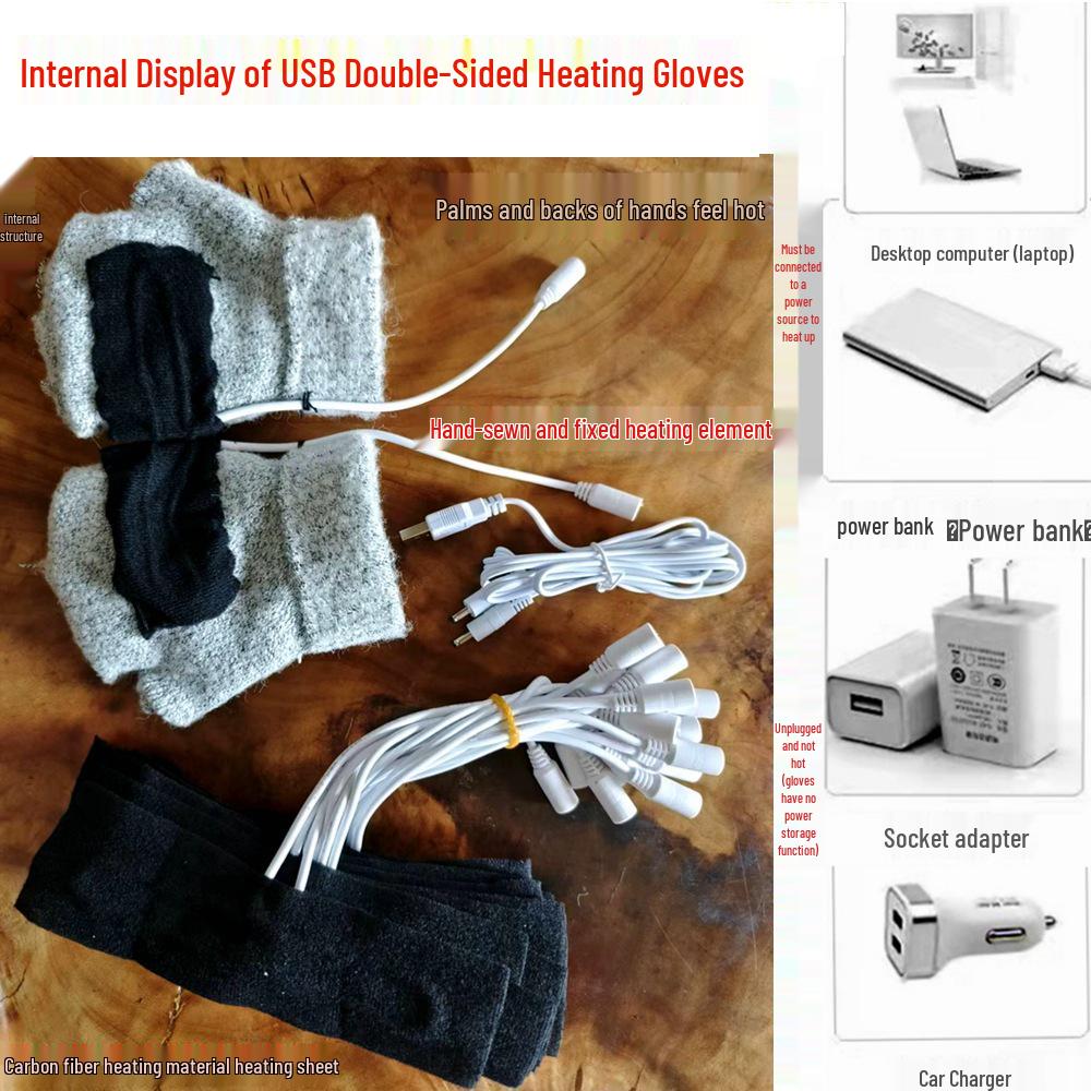 USB Dual-Sided Electric Heated Gloves with Constant Temperature Design