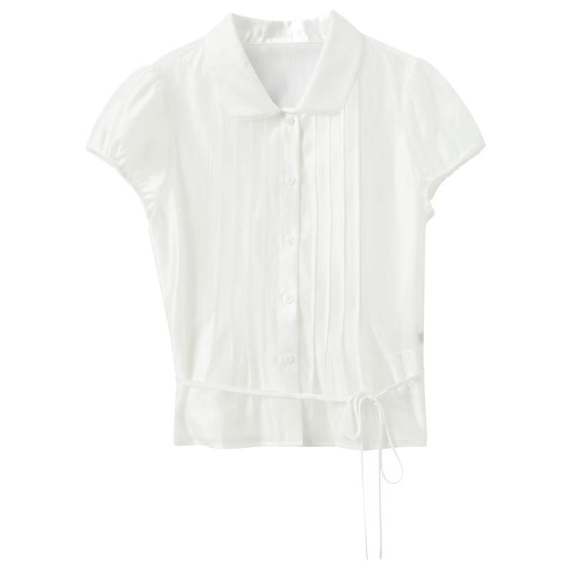 Sweet Peter Pan Collar Puff Short Sleeve Blouse
