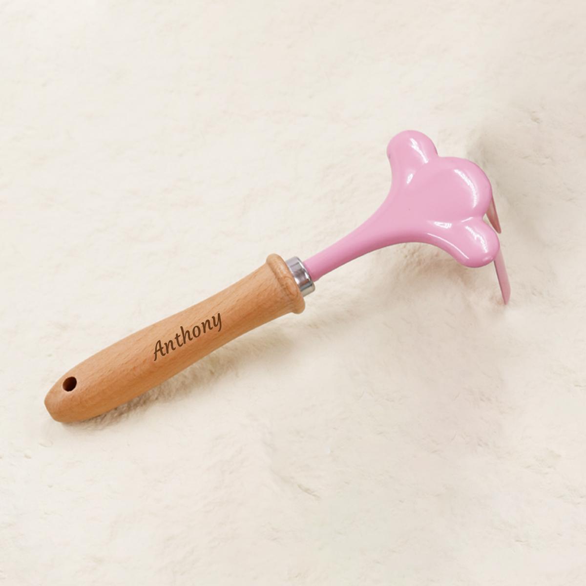 1/4Pcs Personalized Kids Garden Tool Set of 4 - Shovel, Rake, Fork - Cute Leafy Unique Gift Customized Name rake розовый