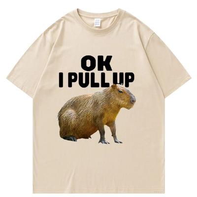 Ok I Pull Up Capybara Tricou cu imprimeu grafic Moda unisex Ocazional Tricou supradimensionat largi Tricou gotic din bumbac pur Imbracaminte stradala