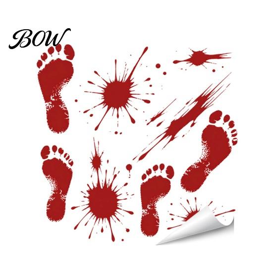 Immersive Horror Party Supplies Halloween Stickers, with Spooky Handprints Footprints Printed, PVC Scary Footprint Decals Self-adhesive Decals,