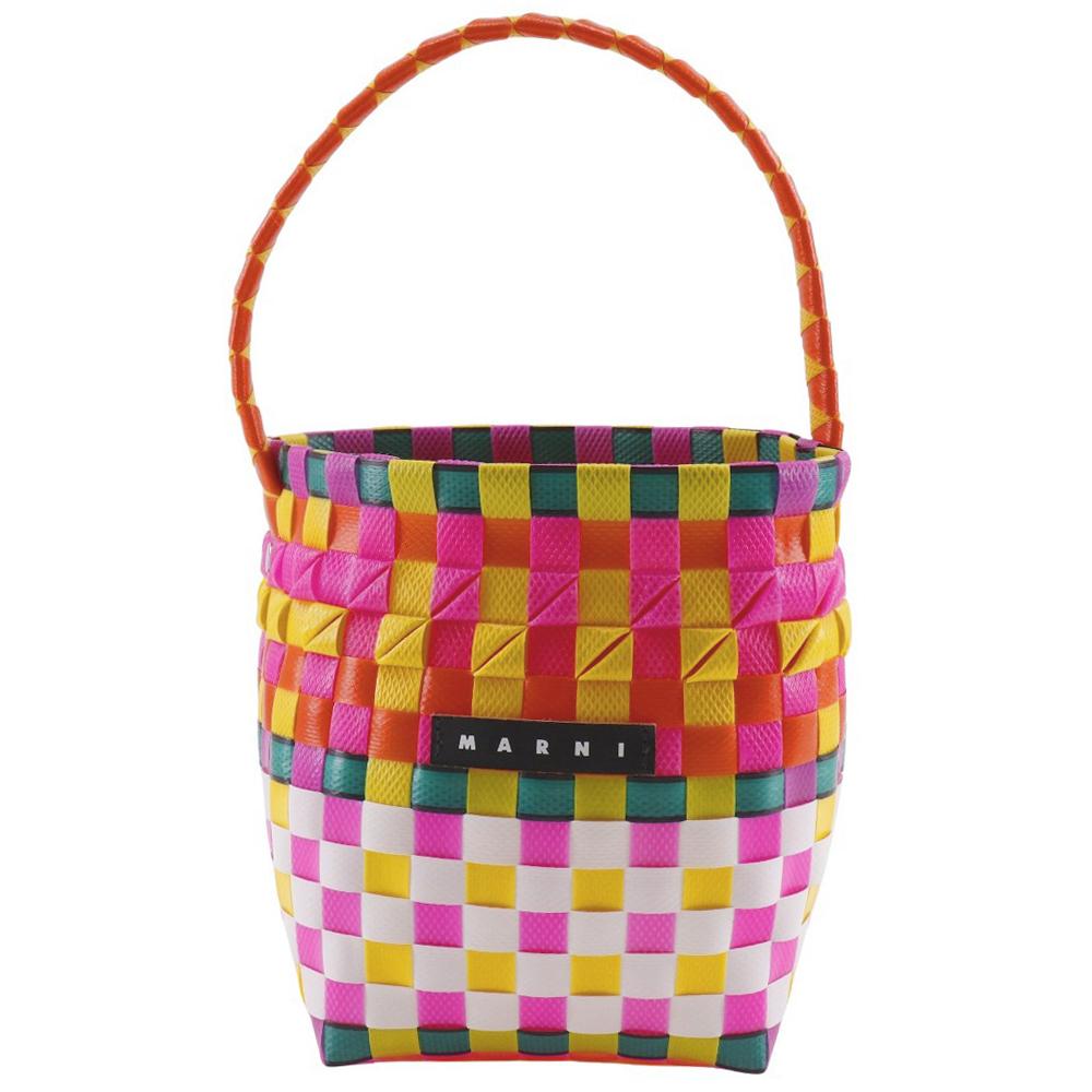 MARNI Pod Woven Bucket Handbag M00332 M00IW One handle Orange / multicolor polypropylene Women Used