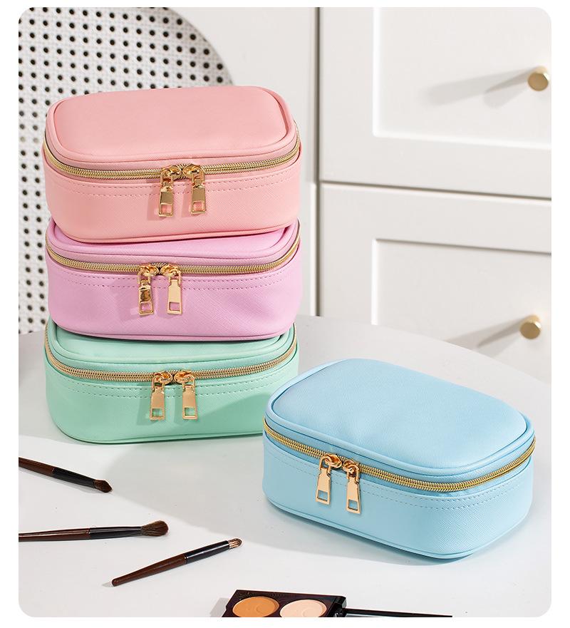 In Stock: Waterproof PU Makeup Bag with Light Design - Portable and Perfect for Travel