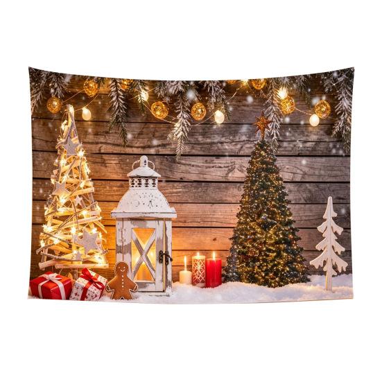 Reusable Xmas Wall Decor Christmas Tapestry, Winter Snow Scene Backdrop, Tree Fireplace Backdrop Hanging Tapestry for Bedroom Living Room Holiday