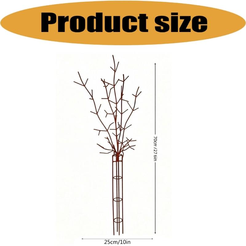 Garden Climbing Support Stake in Iron, Branch Look Metal Frame 25 x 70 cm for Flower Growth, Container Display and Outdoor Home Use