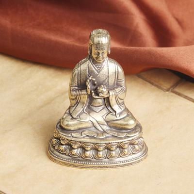Messing Tibetischer Buddhismus Sagar Zwei Ahnen Buddha Ornament Sonan Zimo Anbetungsstatue Dekoration Antike Reproduktion Alte Bronze