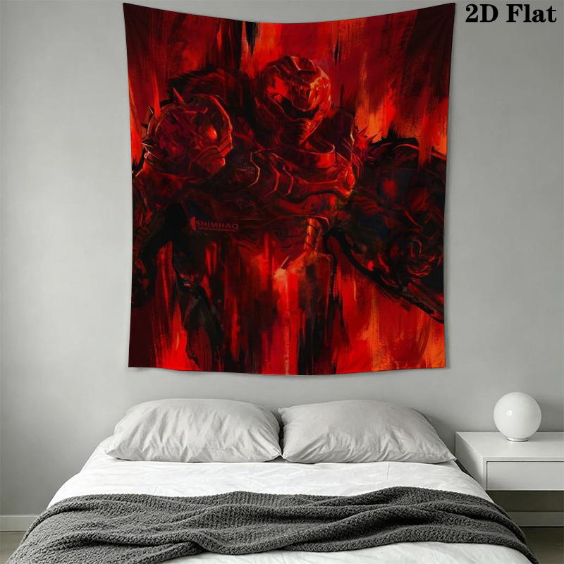 DOOM The Dark Ages Wall Tapestry Aesthetic Wall Hanging Printed Fabric Blanket Decorative Tapestries for Bedroom Living Room Home Decor
