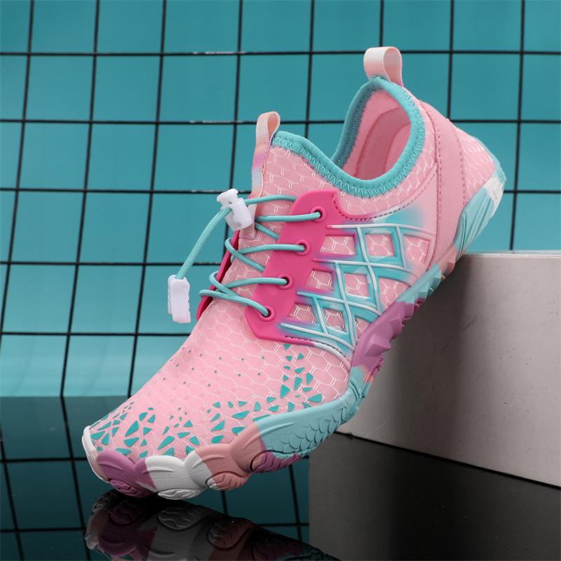 

Большого размера мужские и женские красочные противопорезные альпинистские ботинки, пятипалые ботинки для ходьбы по ручьям, обувь для плавания, пляжная обувь для ходьбы по воде 42 розовый