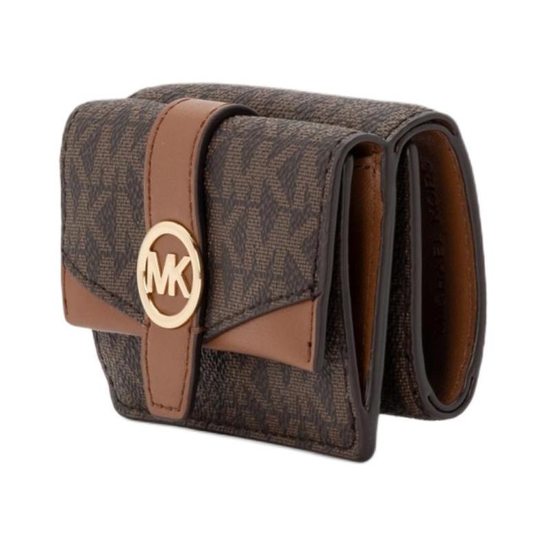 Michael Kors Portafoglio in tela rivestita con logo metallico Greenwich da donna, marrone