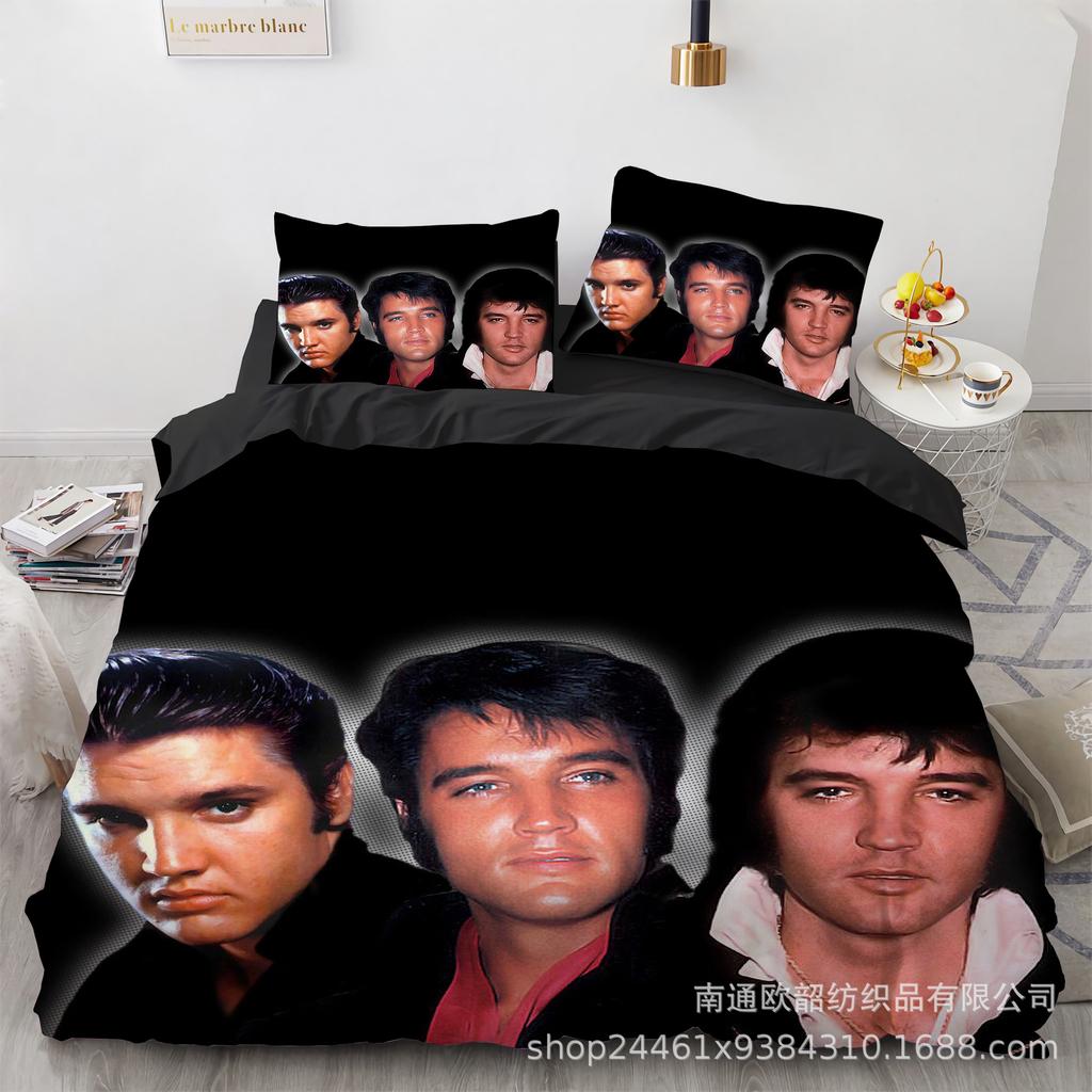 Größe 3D Digitaldruck Elvis Presley Heimtextil Quilt-Set Dreiteilig