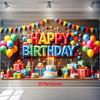 2D Kids Birthday Banner 2D Flat Printing Colorful Happy Birthday Party Background Flag