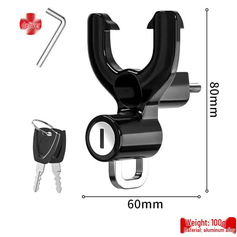 Universal Electric Vehicle Helmet Lock with Key Hook for Motorcycle Safety