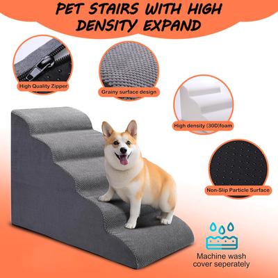 Dog Stairs for High Beds 5-Step Dog Steps for Small Dogs and Cats Curved Pet Stairs for High Bed