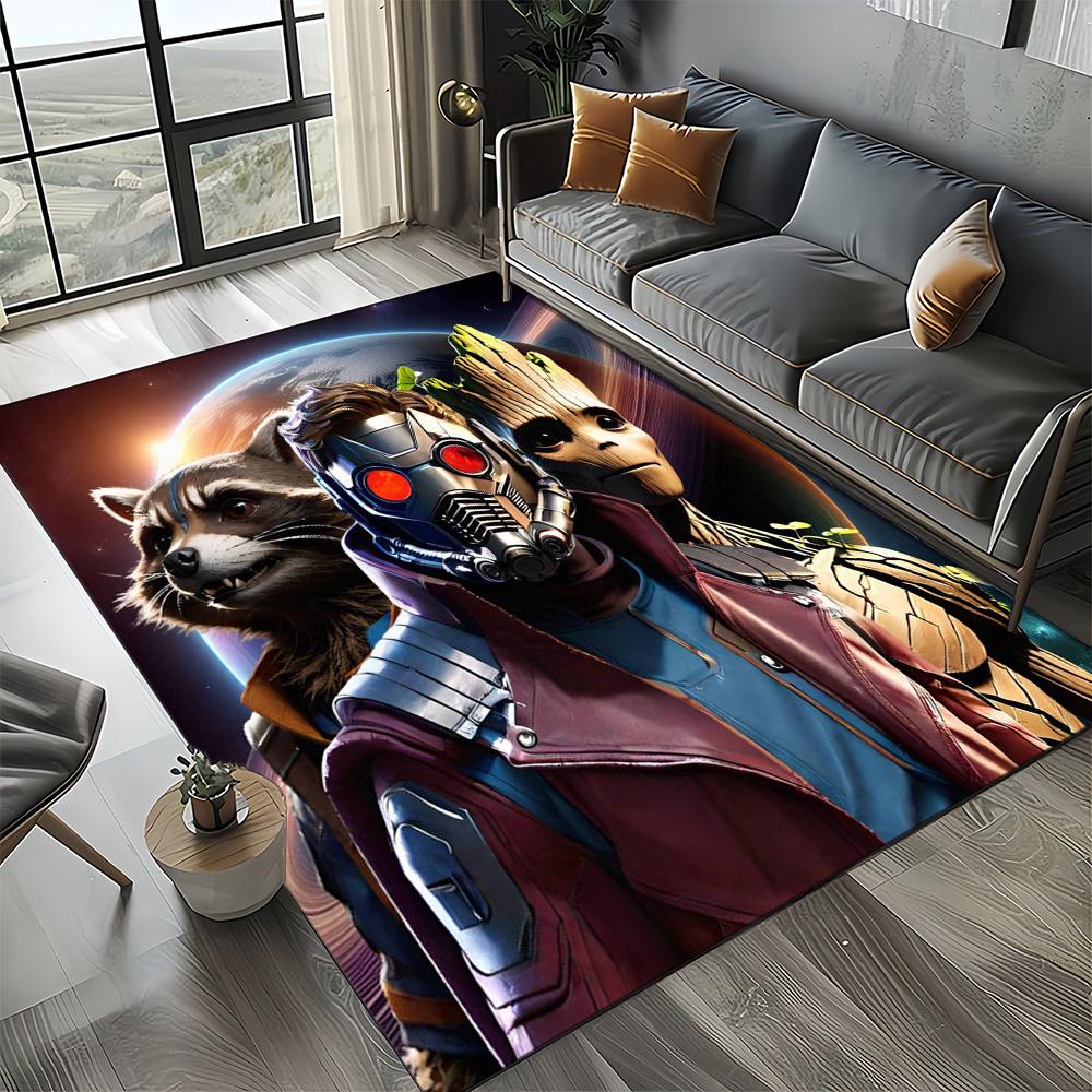 Tapete Cartoon 27 Estilos Guardiões da Galáxia Marvel para Decoração de Sala de Estar Quarto, Tapete de Chão Infantil Antiderrapante para Sofá Capacho