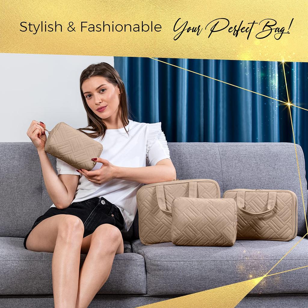 BOACAY Small Makeup Travel Cosmetic Pouch for Women and Zippered Toiletry Organizer for Cute Mini Case for Accessories and Brushes Bag, Kids, Purse,