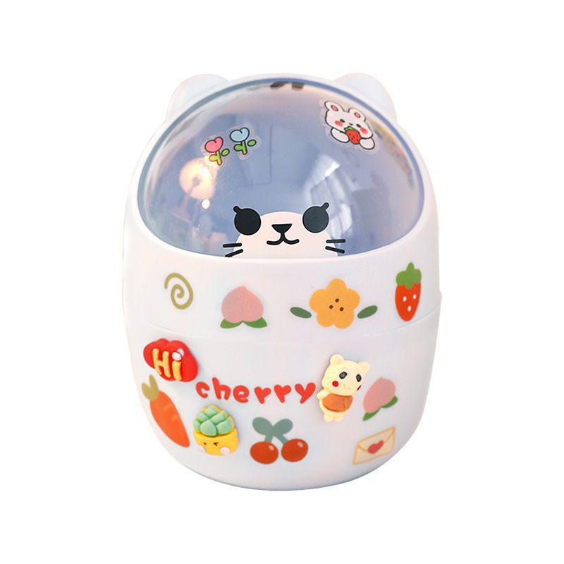 Girly Lidded Storage Box & Pen Holder Mini Desktop Trash Can