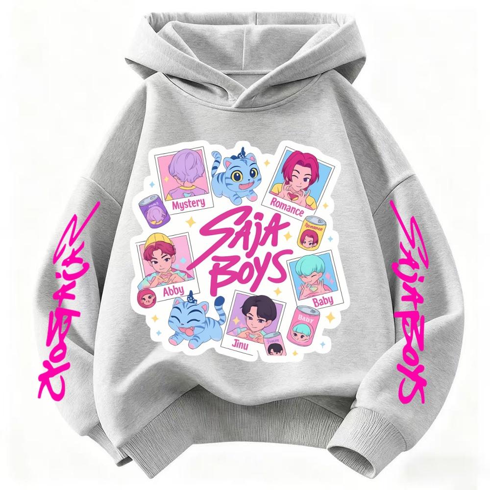 KPop Demon Hunters Print Children's Hoodies Tops Boy Girls Coat Casual Sweatshirr Pink Child 3-14 Year the Spring Autumn
