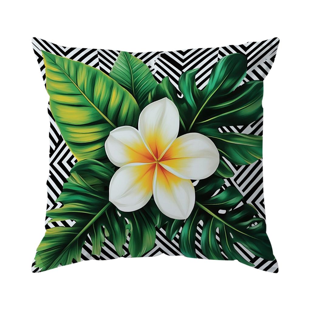 Pcs Tropical Plant Leaves Singlesided Printed Pillowcase Cushion Coversuitable For Living Roombedroomcar Decoration