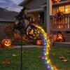 Outdoor Halloween Decorations Witch Cauldron Garden Light, Metal Yard Stake with LED String Pathway Lights Lights, Waterproof Pot Statue for Lawn Path