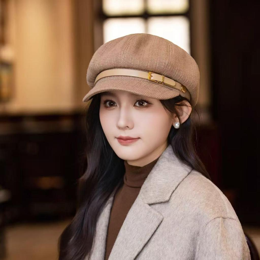 Chic Tweed Plaid Newsboy Beret Cap for Women