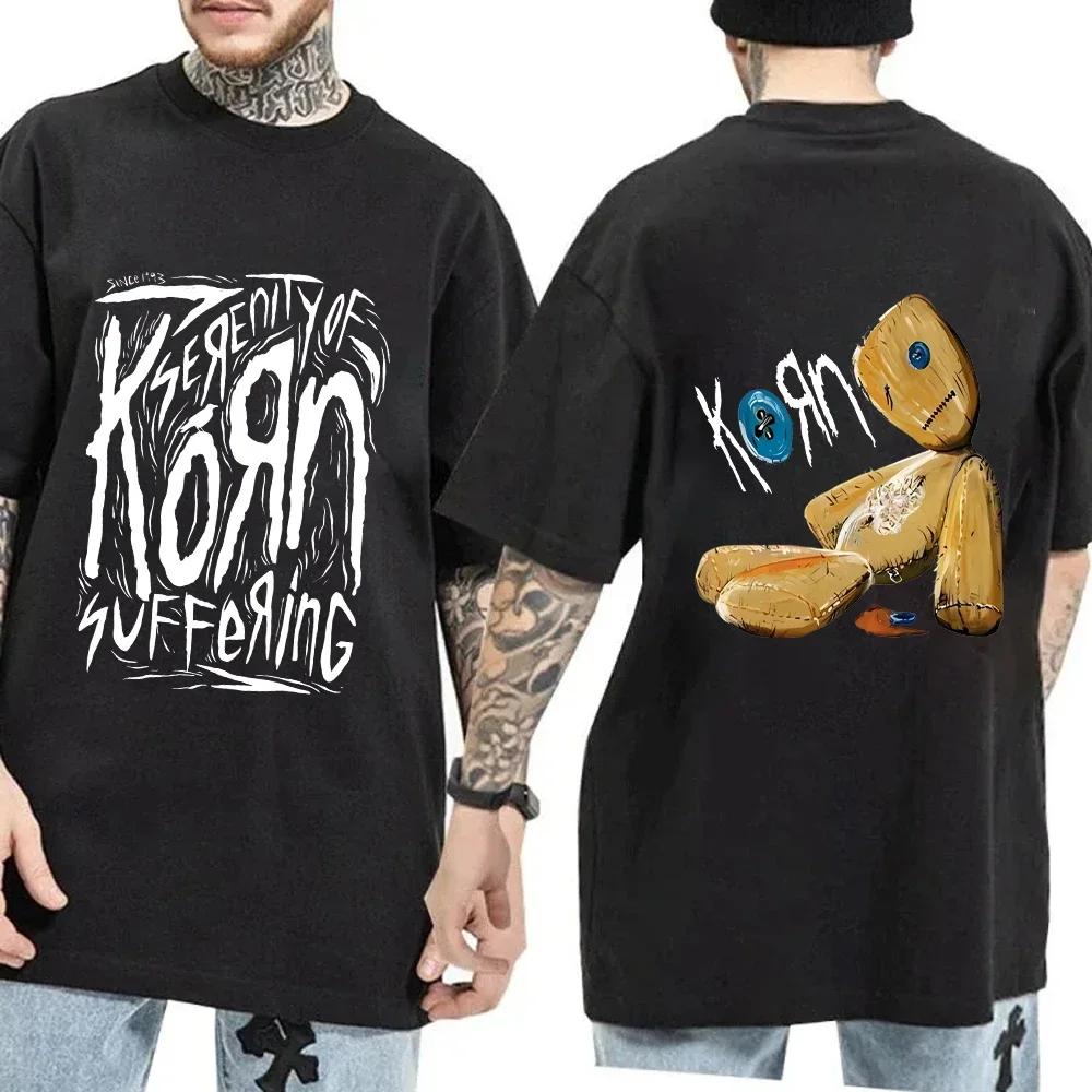 Korn Band imprimat tricou Korn WORLD TOUR muzică tricou pentru bărbați și femei Loose mânecă scurtă de vară casual hip hop streetwear