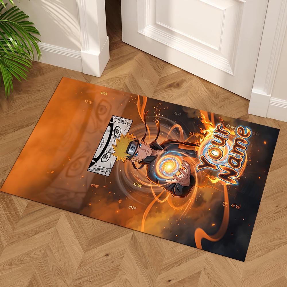 Naruto Character Customize Text Floor Rug Office Rug Suitable for Study Room Decorate Room Kitchen Playrooms Anti-slip Rug Anime Office Decor