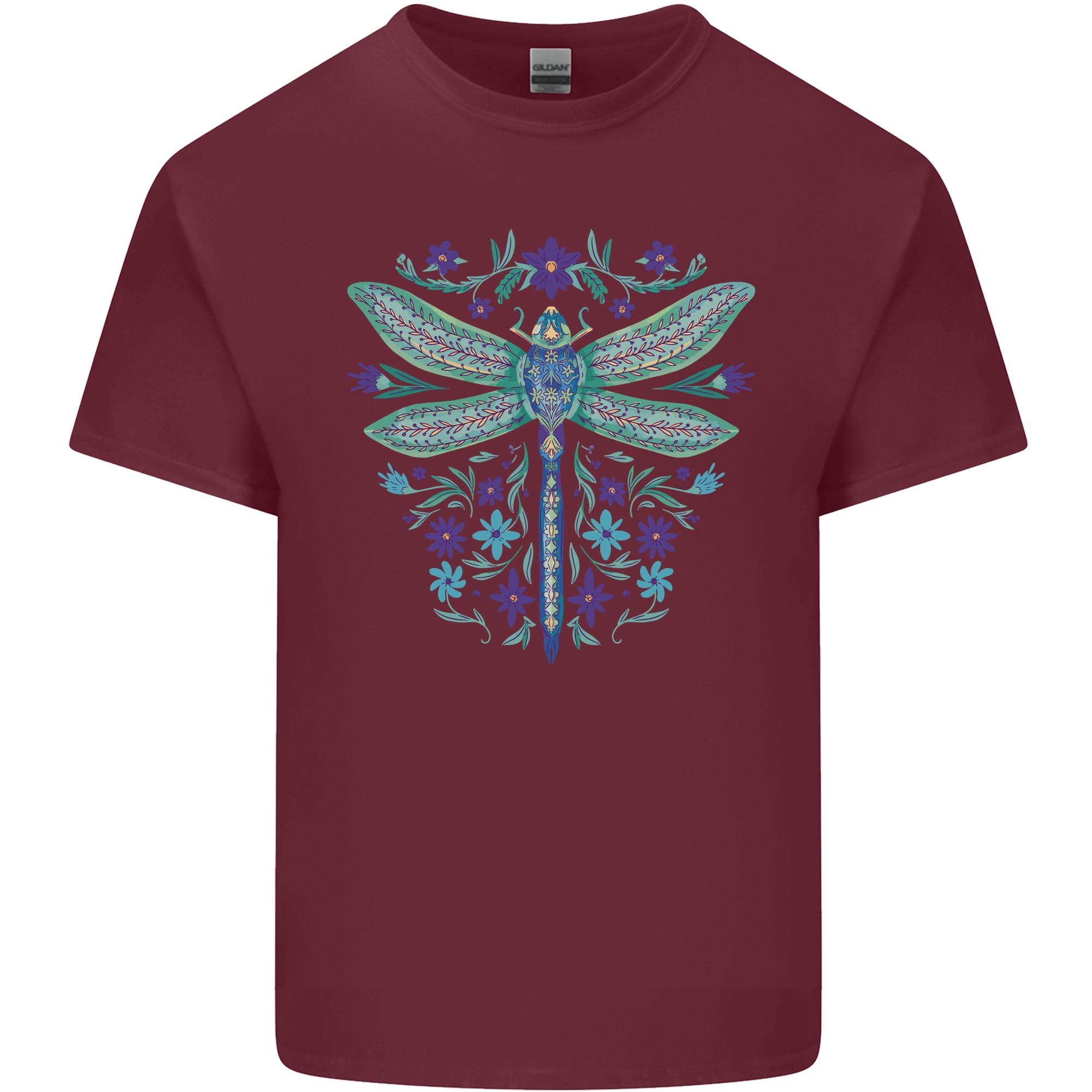 A Floral Dragonfly Unisexs Light Cotton TShirt S