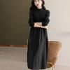 Autumn Winter Women's Plus-Size Sweater Dress Solid Color Loose Half Turtleneck Long Knitted Dress with Pockets