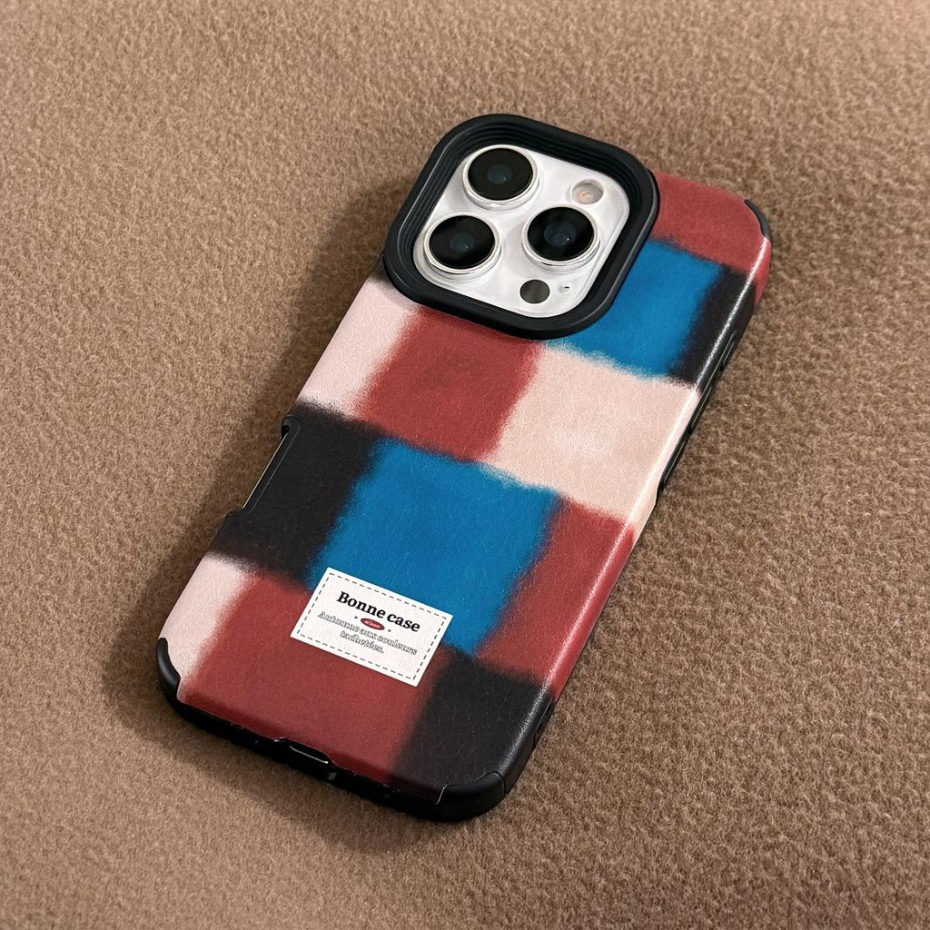 Personalized Retro Plaid Splicing for IPhone 16 Promax for Apple 17 Phone Case 15 Premium 14 Leather 13