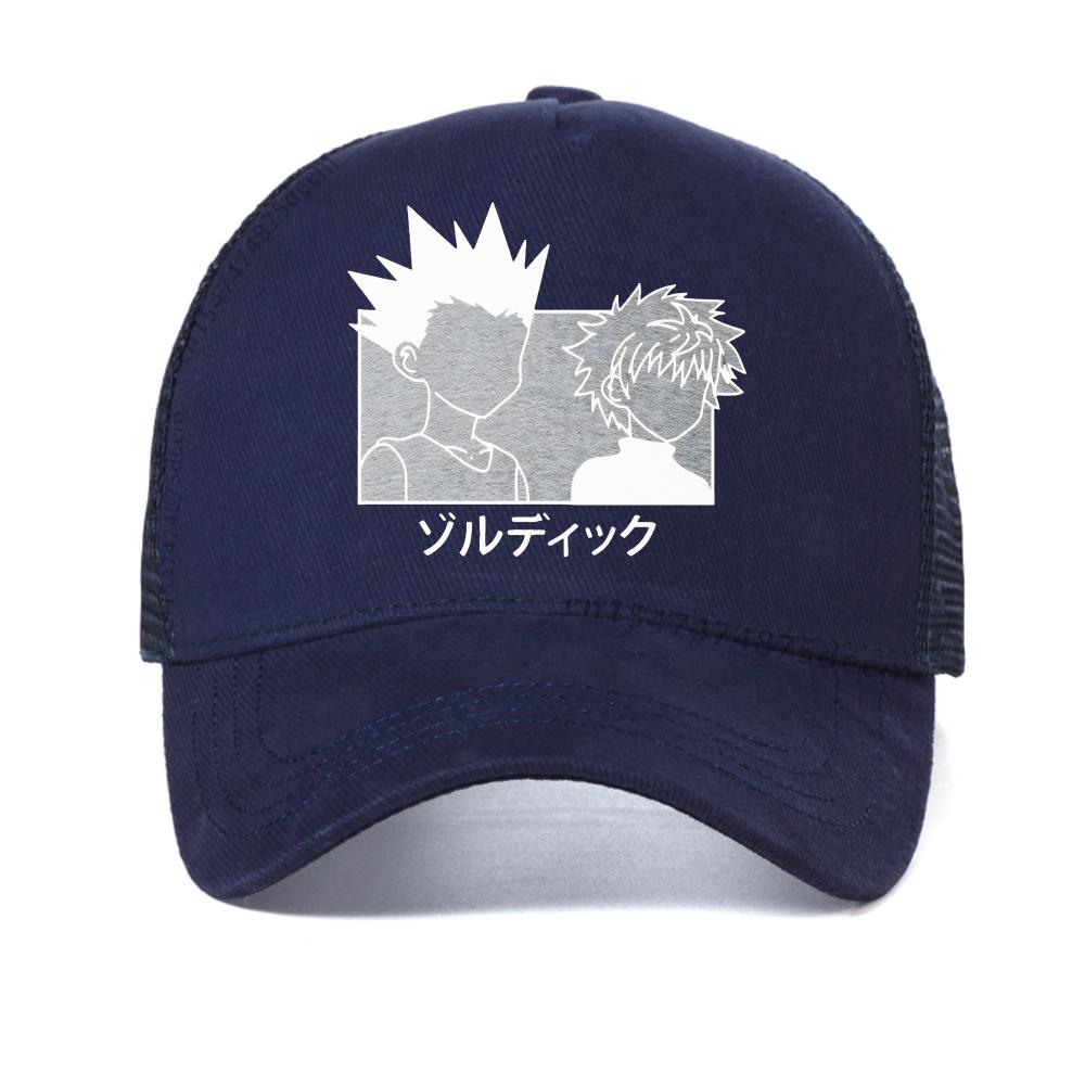 

Hunter X Hunter Anime Killua Zoldyck Devil Eye baseball cap Man Women Summer Casual Outdoor Mesh Breathable hats trucker hat Adjustable темно-синього кольору