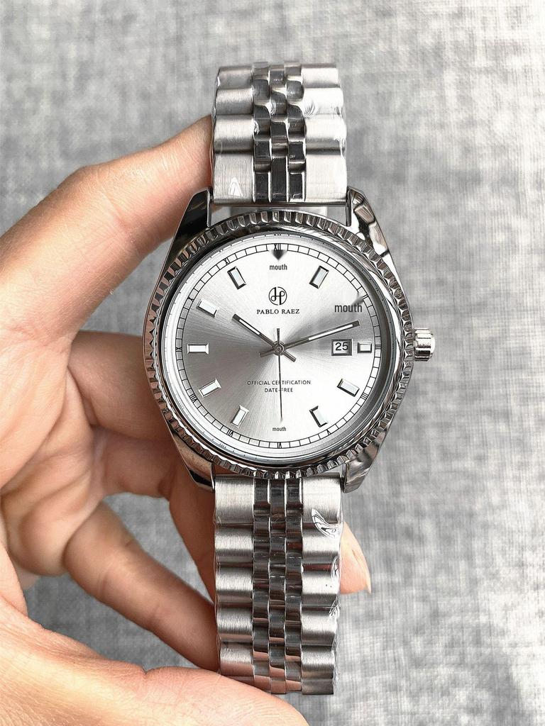 PABLO RAEZ Men's Quartz Business Casual Waterproof Steel Watch with Calendar