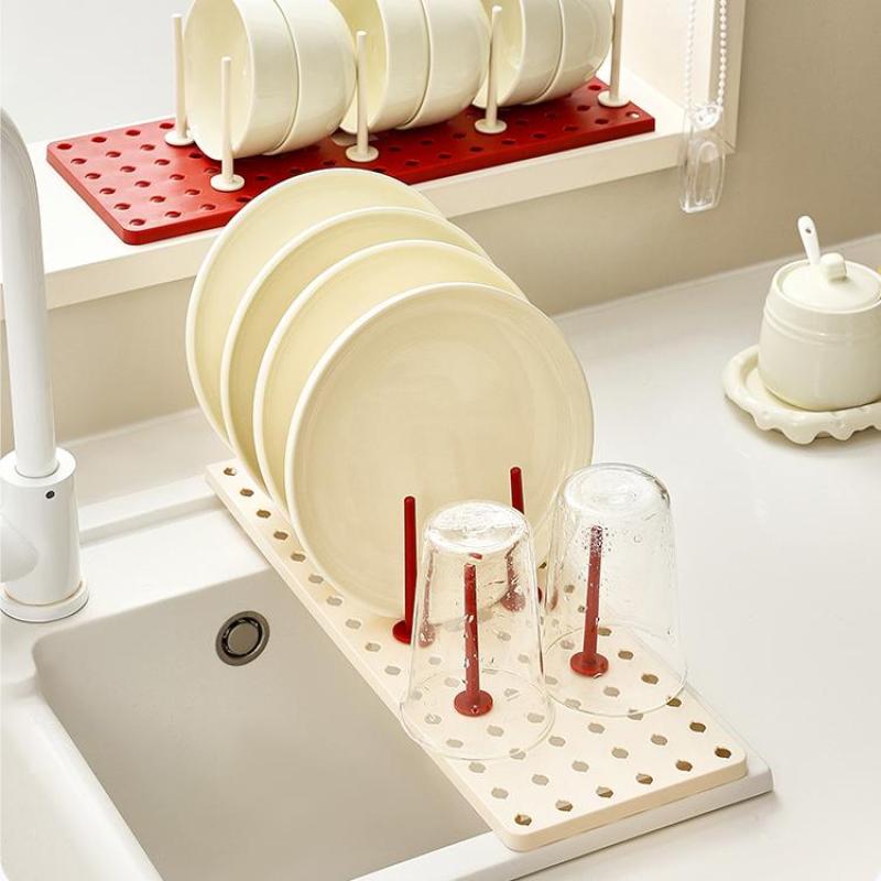 Removable Dish Draining Rack Kitchen Pot Lid Plates Storage Racks Multipurpose Shelf Bowl Drying Holder Kitchen Organizer