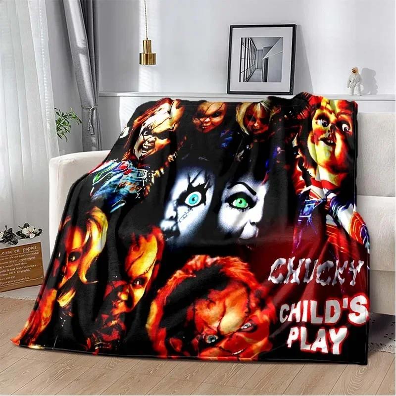 3D Horror Movie Character Chucky Saw Cartoon Area Blanket Fashion Soft Cozy Living room Bedroom Sofa Bed Travel Blanket