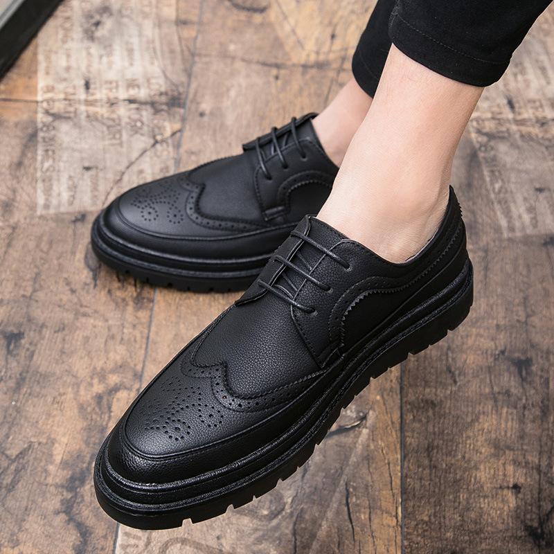 Leather Shoes Men's 2025 Summer Breathable Korean Version Tide Thick Sole Heightening Business Dress Casual British Leathershoes