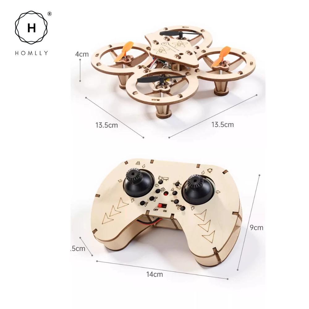 Homlly DIY Educational Stem Wooden Assembly Drone Car Lamp Model Kit