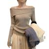 2026 Spring Women's Strapless One-Shoulder Knit Base Layer Top with Long Sleeves, Autumn/Winter.