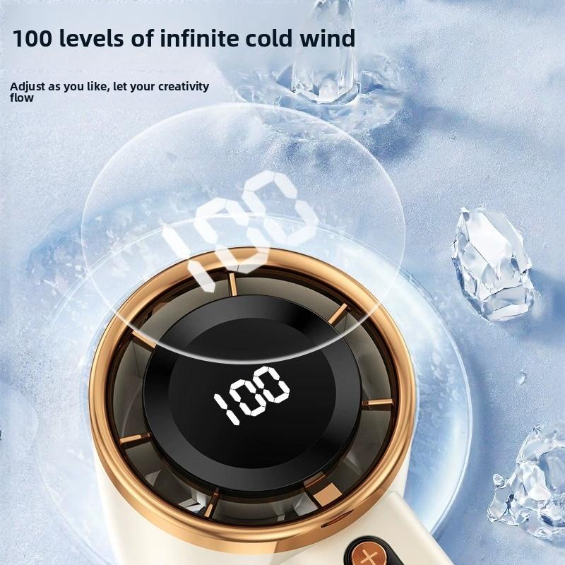 Ventilador portátil de mano recargable USB con pantalla digital y diseño plegable para exteriores