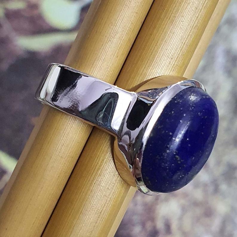 Lapis Lazuli Gemstone Ring, Solid 925 Sterling Silver Ring, Oval Ring, Cabochhon Ring, Bezel Ring, Unisex Ring