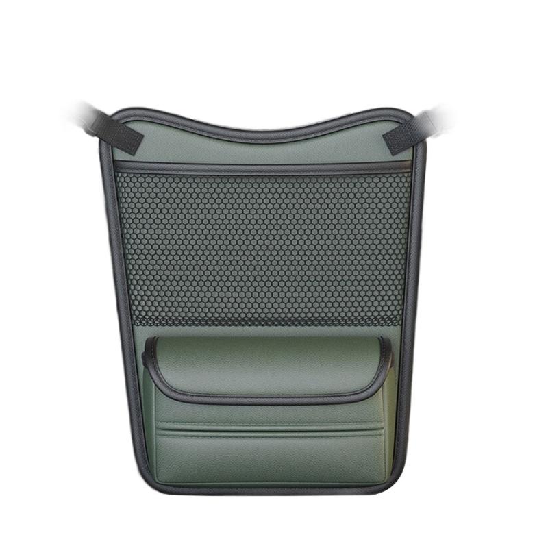 Leather Automotive Storage Pocket with Tissue Holder for Seat Gaps to Securely Hold Phones Drinks and Other Accessories