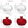 Creative Red Pomegranate Transparent Glass Hydroponic Vase with Hammer Pattern for Desktop Decoration