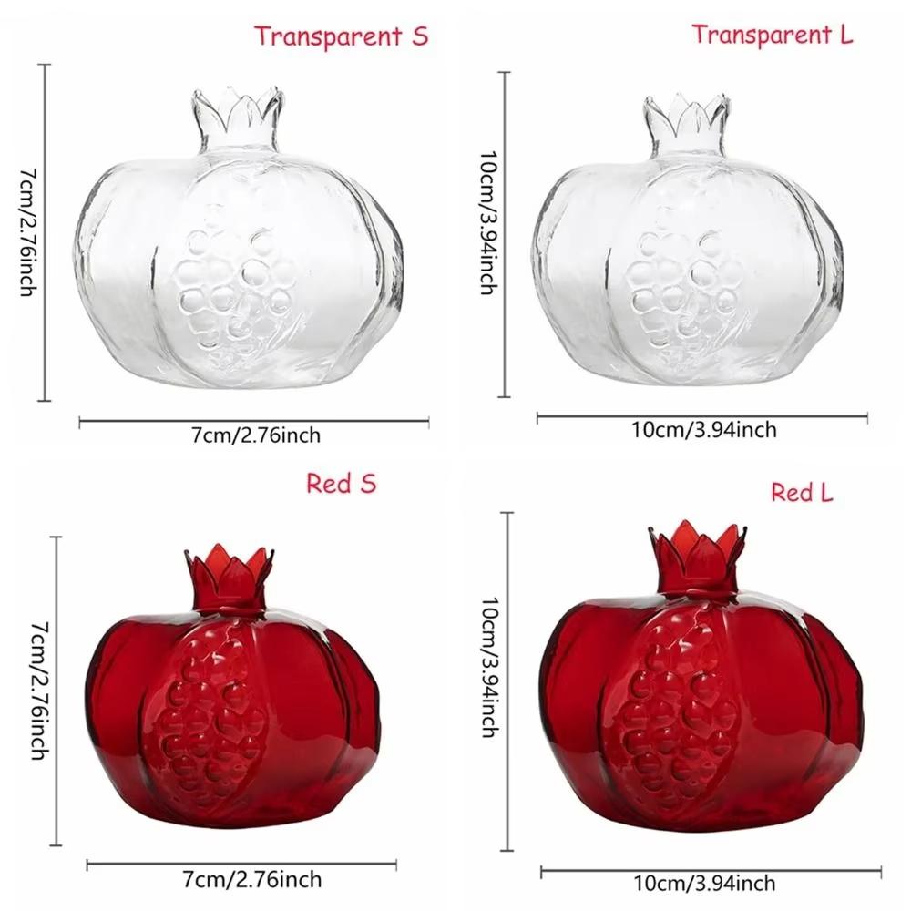 Creative Red Pomegranate Transparent Glass Hydroponic Vase with Hammer Pattern for Desktop Decoration
