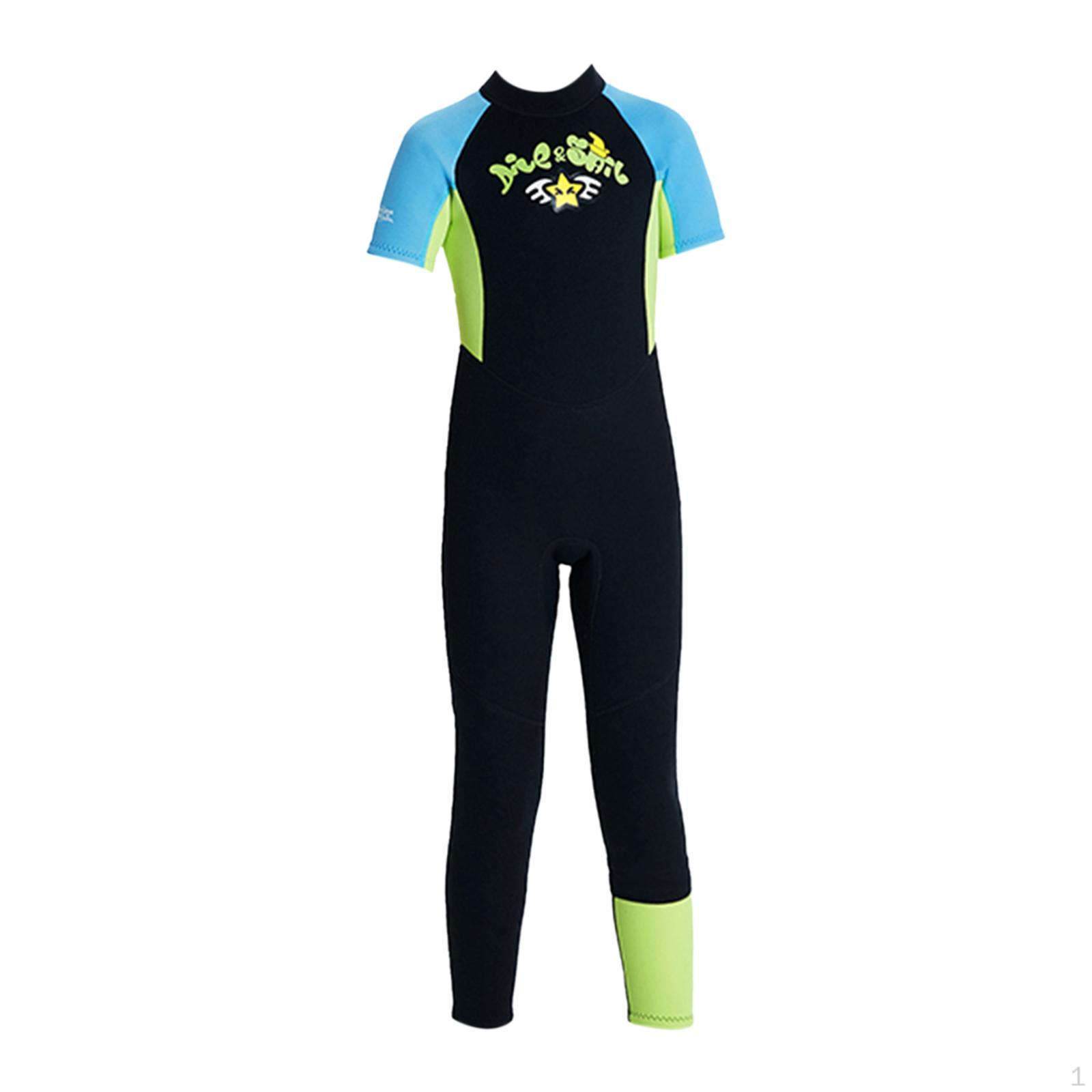 

Kids Wetsuit 2.5mm Neoprene Full suits Back Zipper Short Sleeve Swimming Suit Diving Swimsuits for Black XL