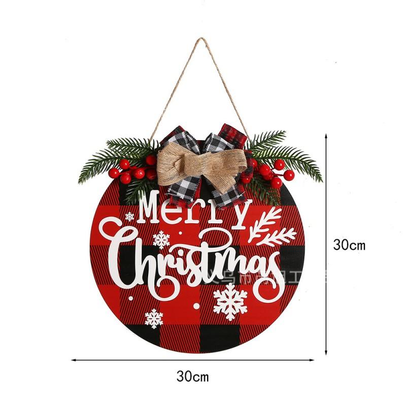 Wooden Round Hanging Sign Christmas Welcome Door Decor Festive Party Wall Ornament Holiday Seasonal Decoration