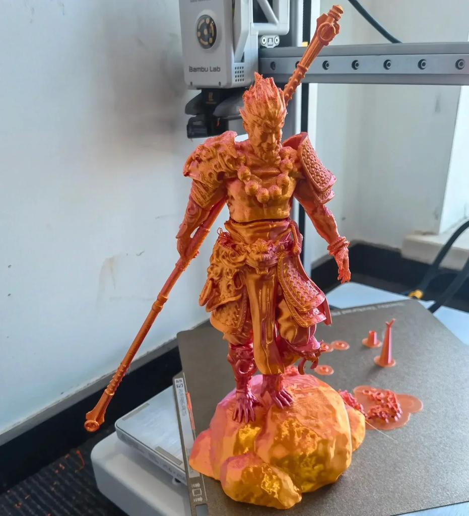 3D Printed Fire Monkey Wang Statue Sun Wukong Chinese Mythology Character Gift Doll Carving Statuette DIY Home Decoration