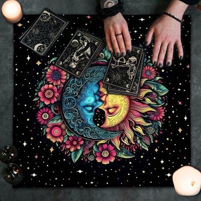 Sun Moon/Owl Pattern Astrology Tablecloth Tarots Divinations Tablecloth Altars Cloth Divinations Board Game Accessory